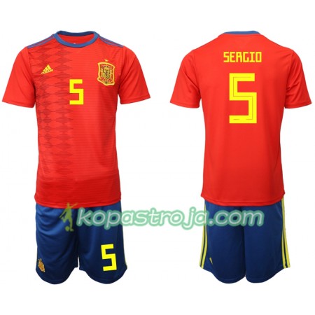 Billiga Fotbollströjor Spanien SERGIO 5 Barn Hemma tröja 2019 Kortärmad